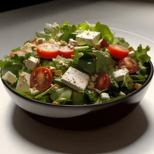 Fresh Vegetarian Salad with Olive Oil Dressing