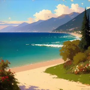 Serenity by the Shore: Idyllic Beachscape with Pristine Water