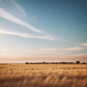 Golden Wheat Horizon in Rural Landscape
