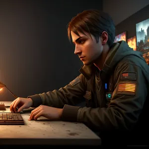 Professional woman on laptop in office