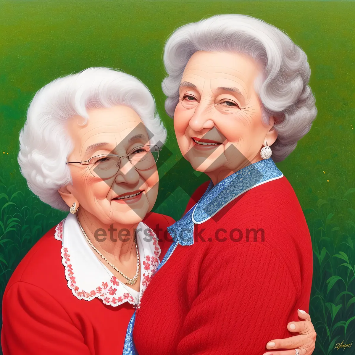 Picture of Elderly couple smiling in the park portrait.