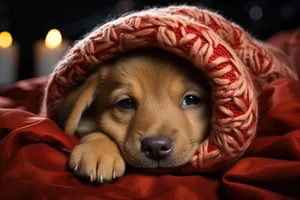 Happy Golden Retriever Puppy with Cocker Spaniel Friend