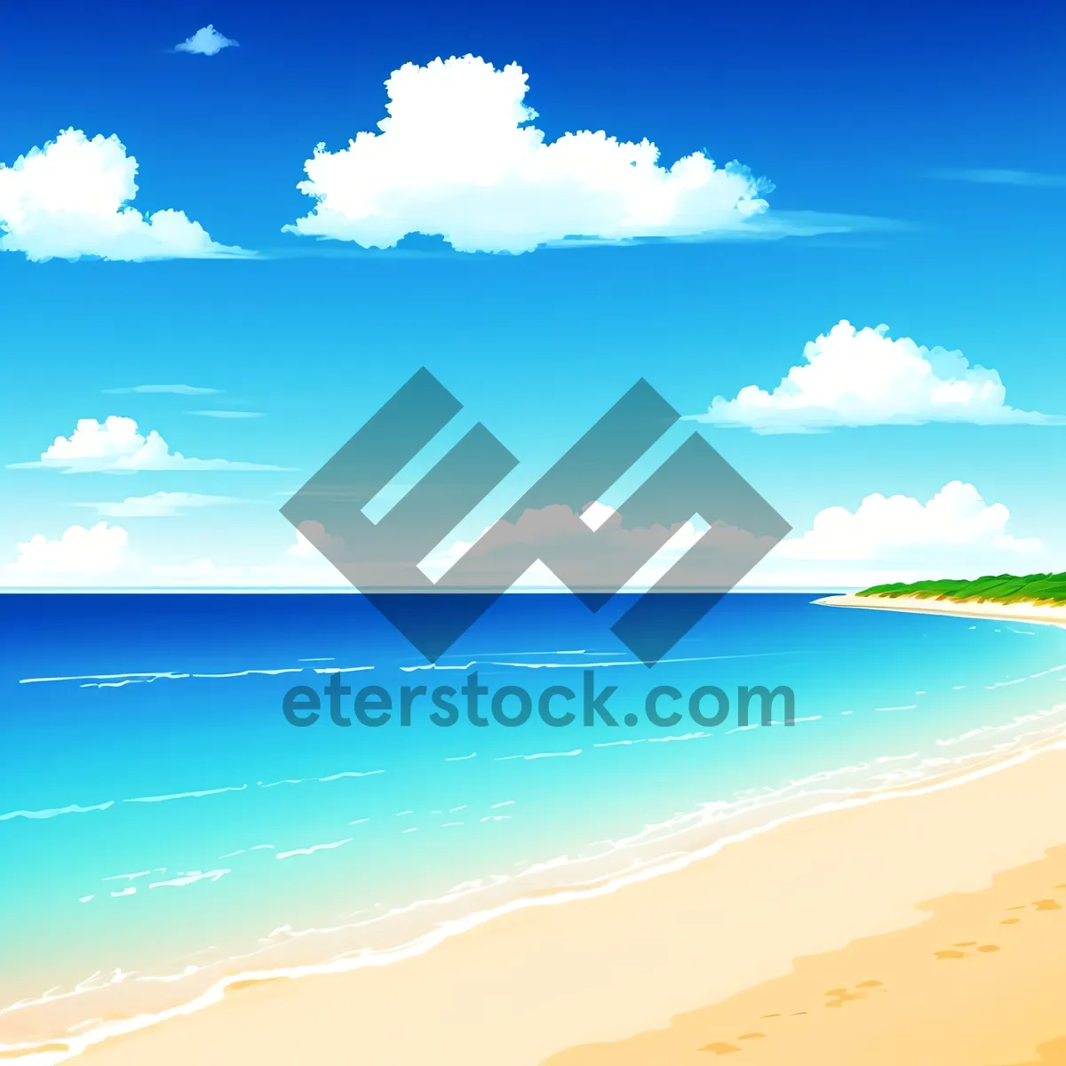 Picture of Sunlit Waves on Sandy Beach, Tropical Paradise