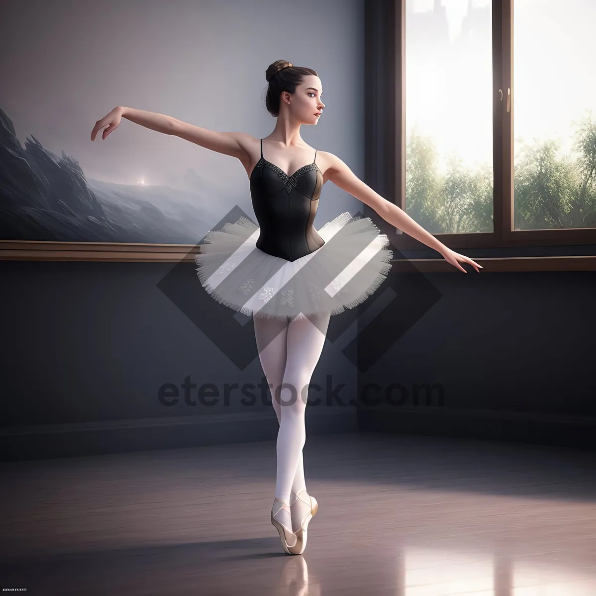 Picture of Dynamic Ballerina Poses in Fashionable Studio Dancewear