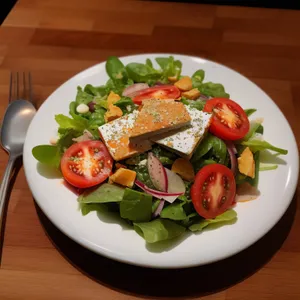 Grilled Vegetable Salad with Green Peas and Lettuce