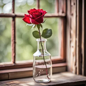 Rose-filled wineglass for festive celebration