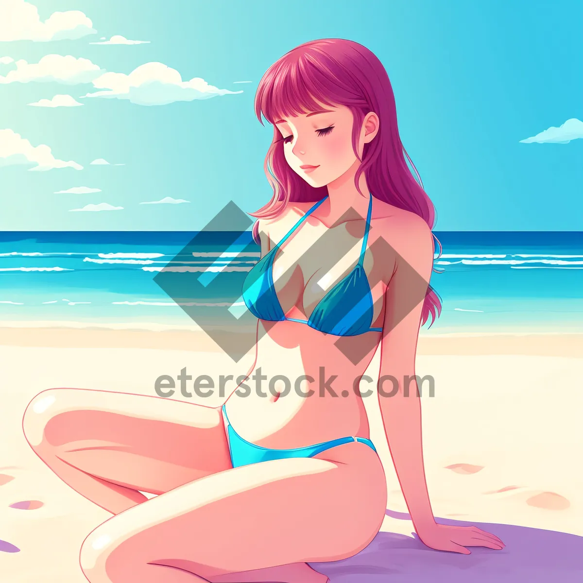 Picture of Stylish Smiling Lady with Happy Belly and Fashionable Goggles