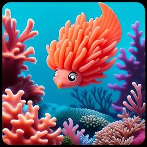 Colorful Pink Anemone Fish in Underwater Floral Reef.