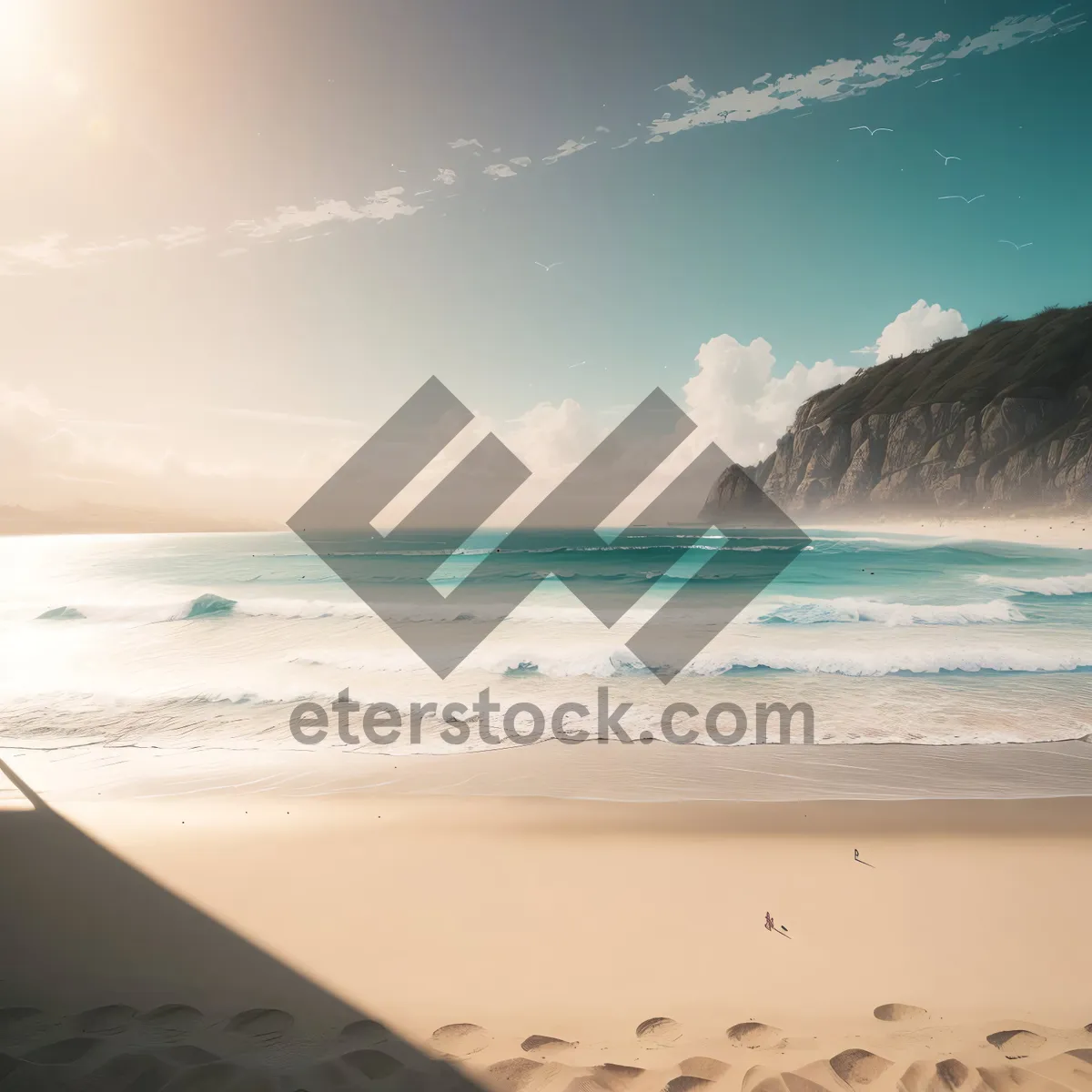 Picture of Sun-kissed tropical beach paradise with turquoise waves