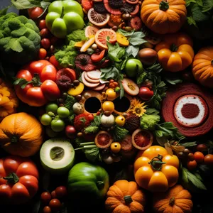 Fresh Harvest of Colorful Vegetables and Fruits