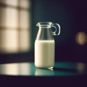Glass milk bottle with healthful beverage