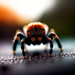 Black Barn Spider weaving intricate web