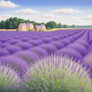 Majestic Lavender Blooms in Colorful Field