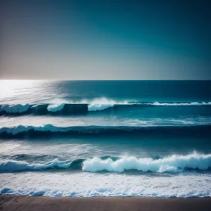 Serenity by the Shore: A Colorful Sunset Reflecting on the Ocean
