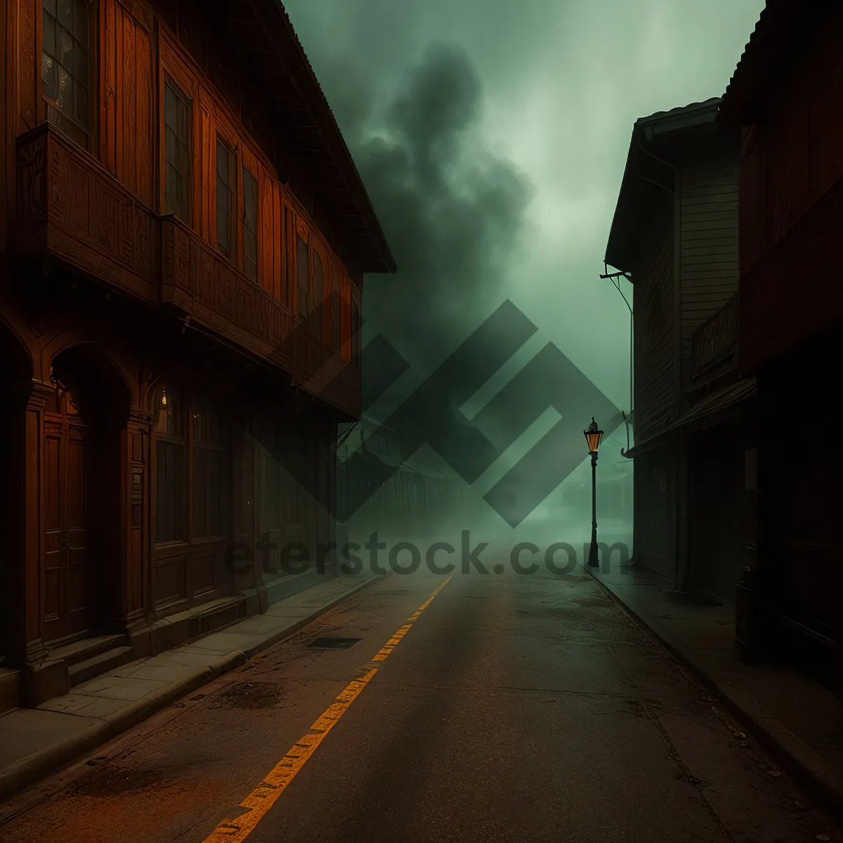 Picture of Nighttime City Street through Old Tunnel