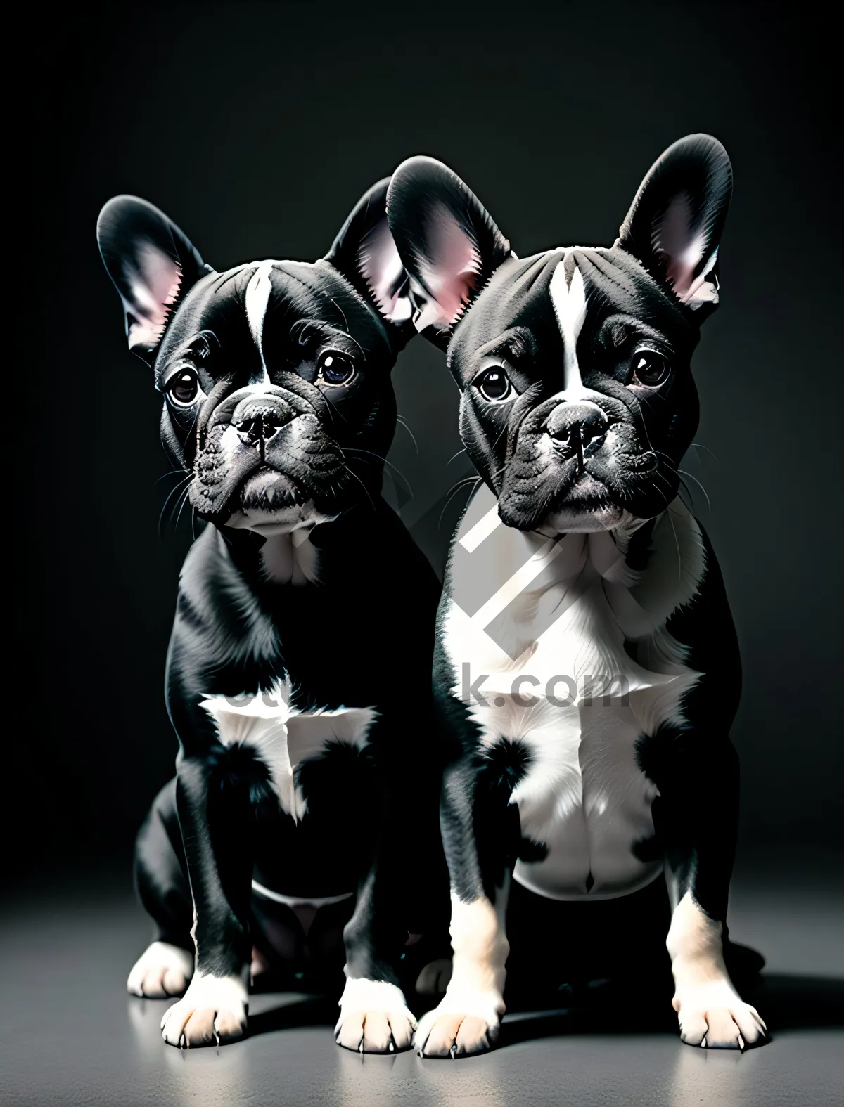 Picture of Adorable Purebred Bulldog Puppy with Wrinkled Black Ears