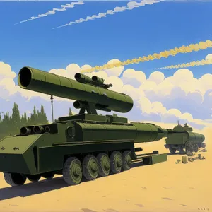 Armored Cannon Tank: High-Angle Gun Military Vehicle