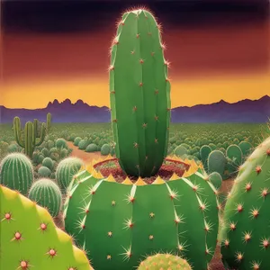 Prickly Desert Cactus Plant in Garden.