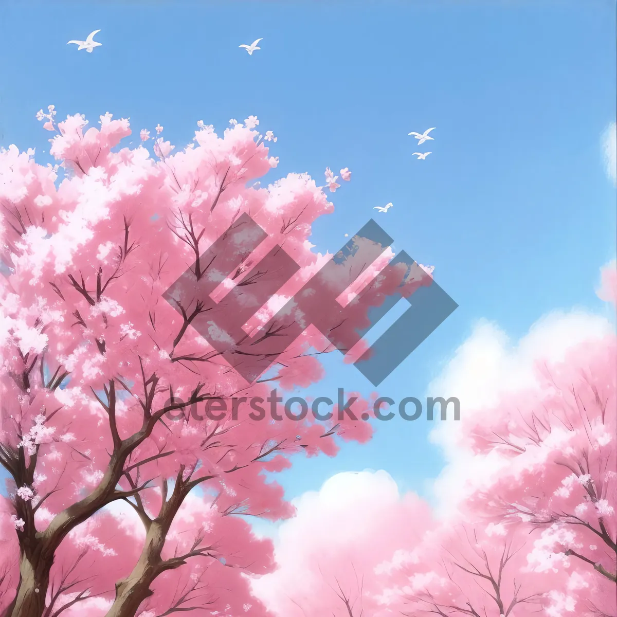 Picture of Autumn Maple Tree with Pink Rhododendron Flower