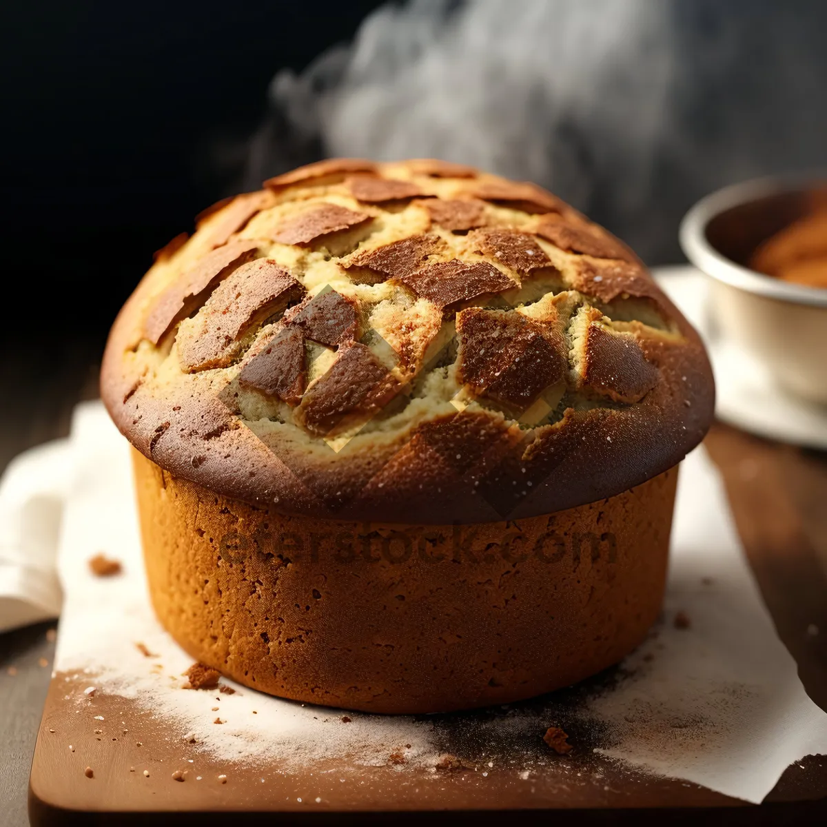 Picture of Delicious chocolate muffin for breakfast snack.