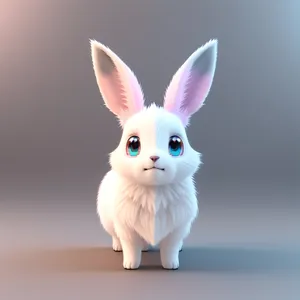 Cute Bunny with Fluffy Ears Sitting and Looking Adorable