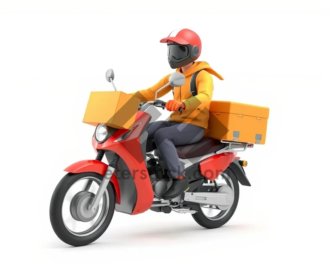 Picture of Cartoon boy riding motor scooter