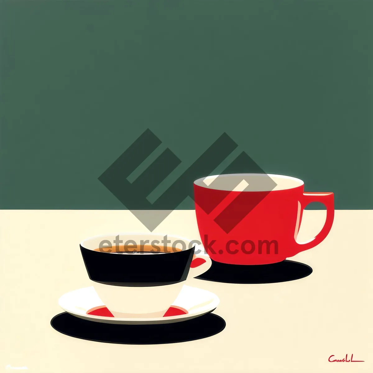 Picture of Hot Breakfast Beverage in Porcelain Cup with Spoon