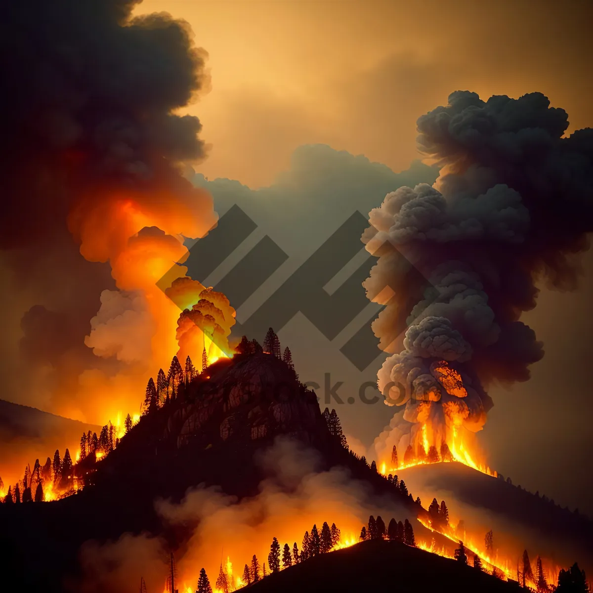 Picture of Fiery Sunset Over Volcanic Mountain