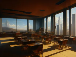 Modern restaurant interior with contemporary furniture and glass decor.