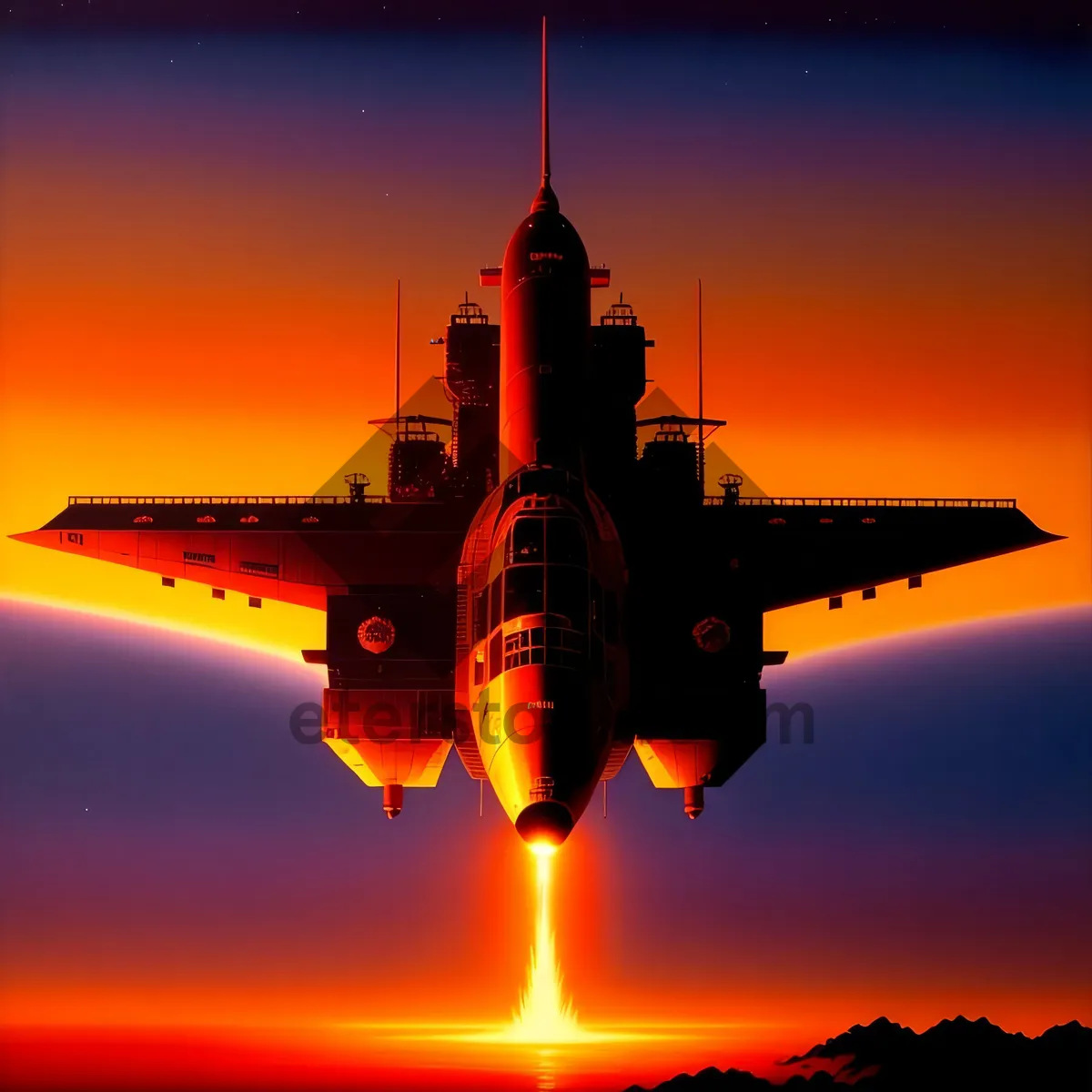 Picture of Stunning Sunset Jet in Majestic Sky