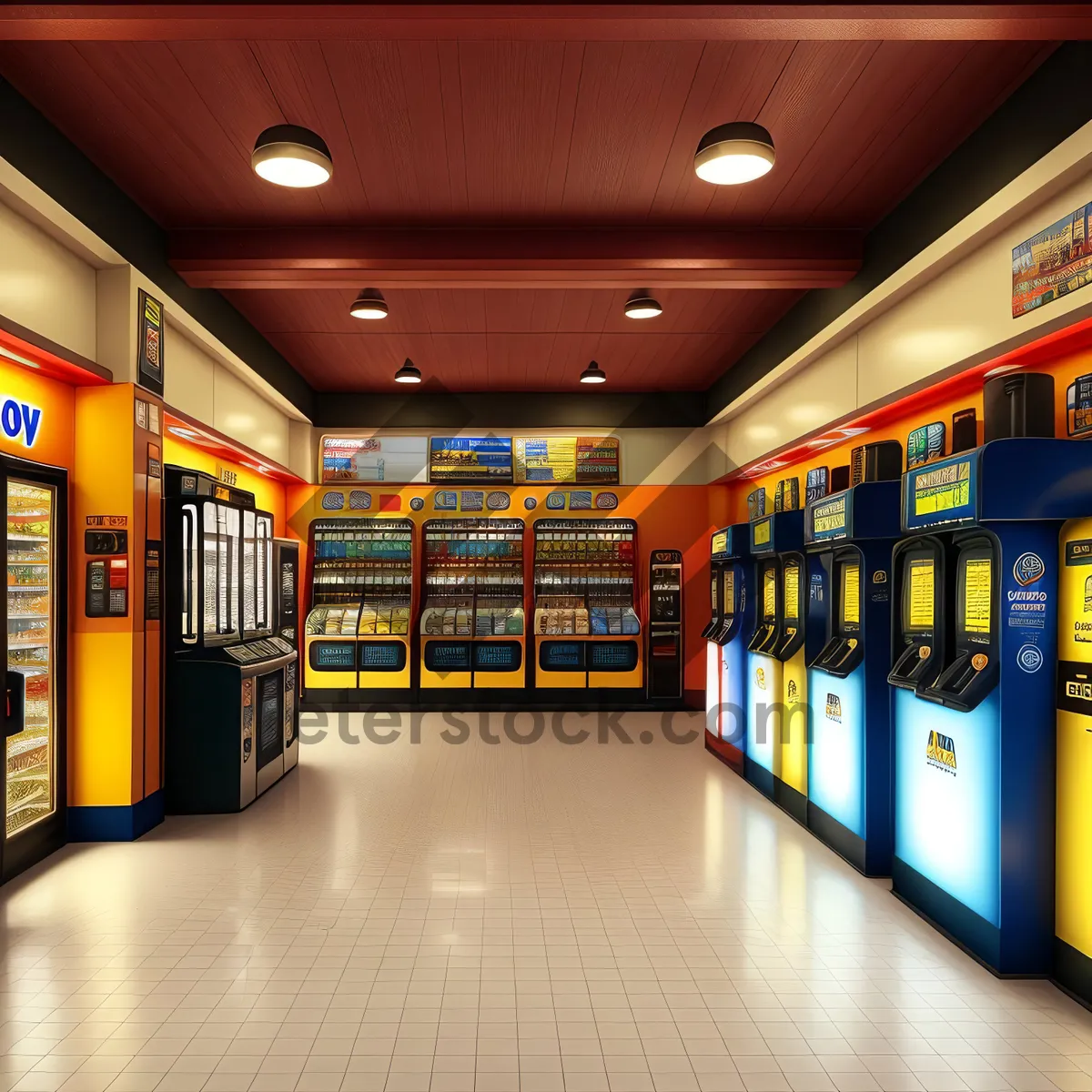 Picture of Modern Terminal Interior with Locker Restraint in Supermarket
