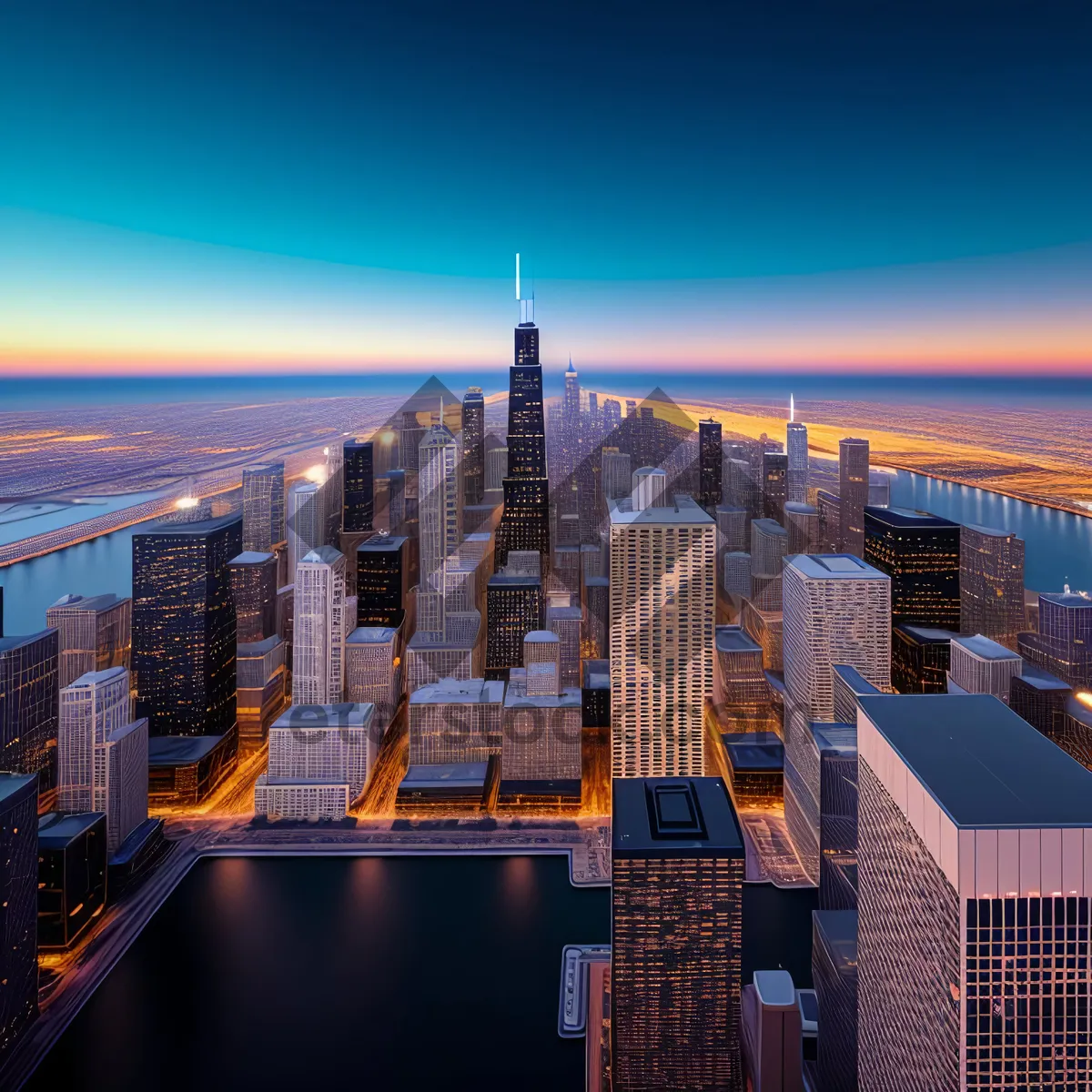 Picture of Dazzling Urban Nightscape along the River