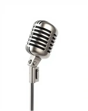 Vintage microphone on stage during live concert performance.