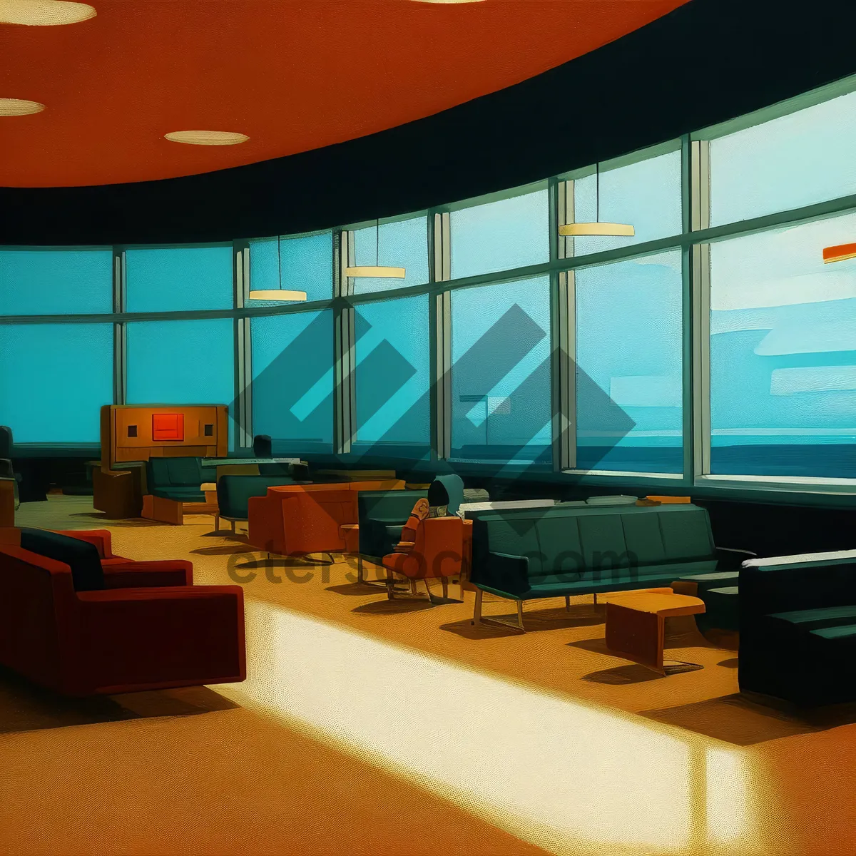 Picture of Modern Wood Furniture in Luxurious Living Room