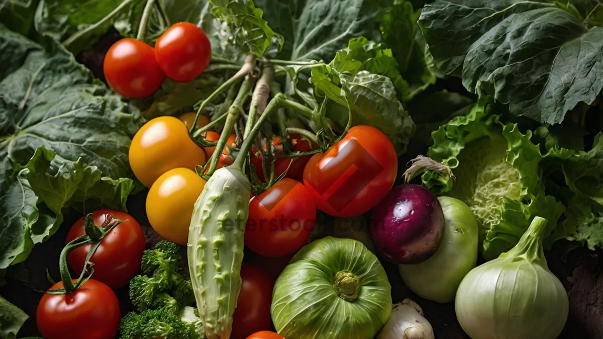 Picture of Fresh Vegetable Salad with Ripe Tomatoes and Cucumbers