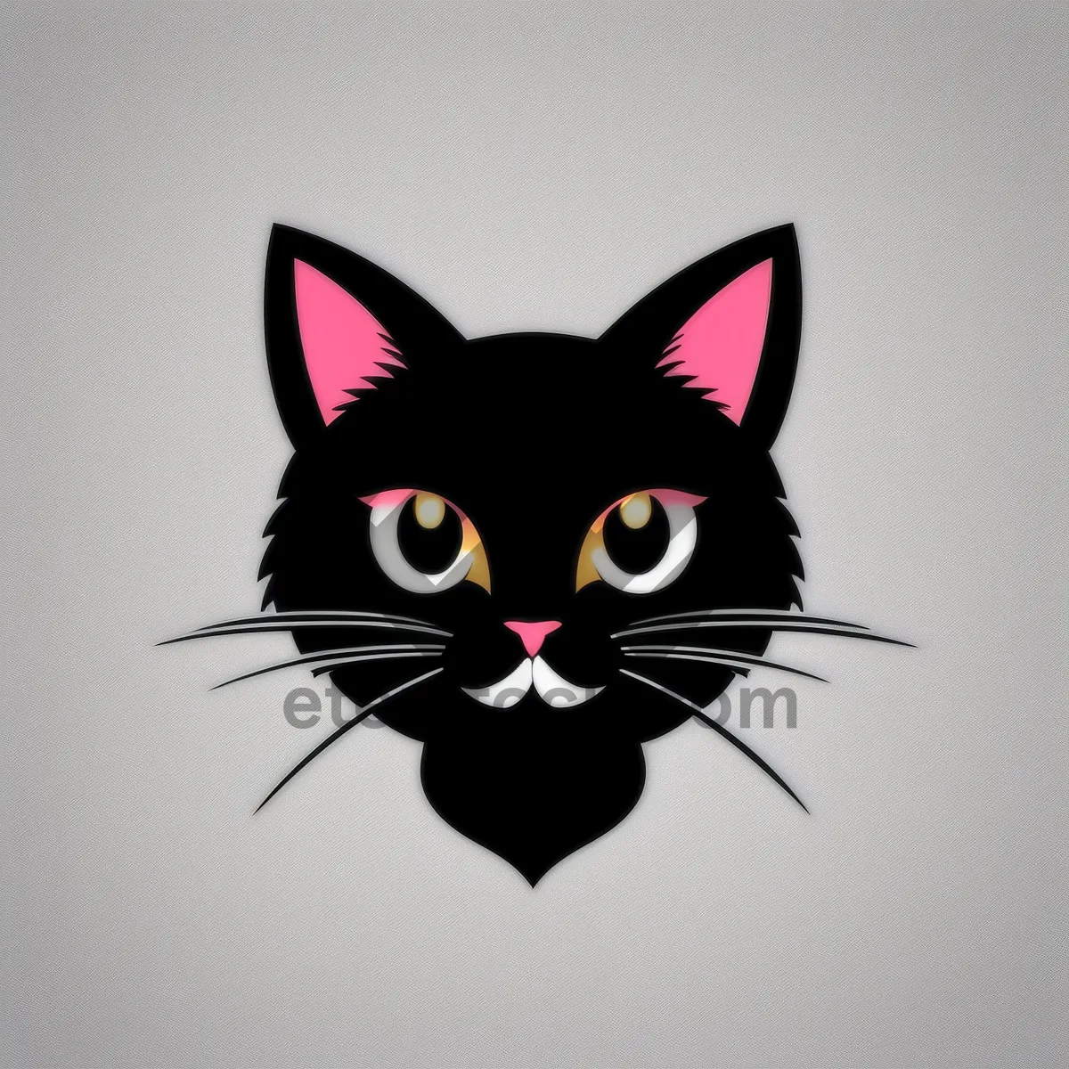 Picture of Cartoon Kitty Sketch Art with Graphic Design Elements