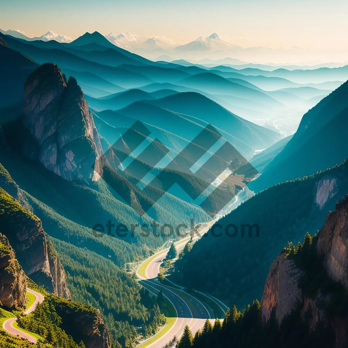 Picture of Majestic Mountain Valley Amidst Scenic Wilderness