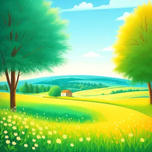 Sunset over the Rural Meadow