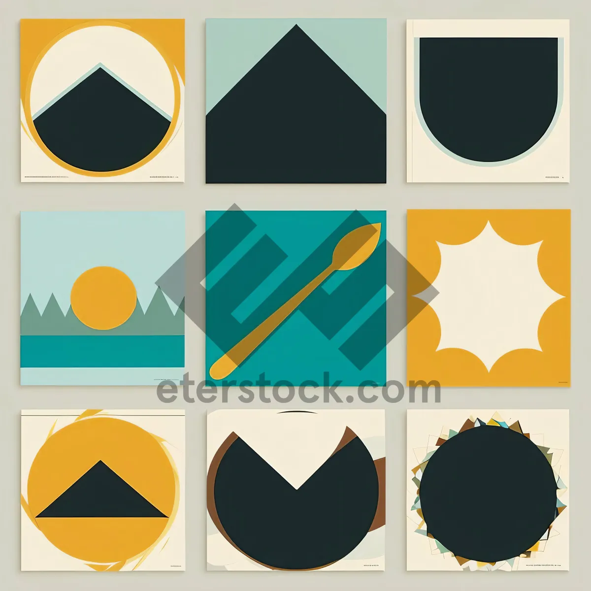 Picture of Heraldic Icon Set Design: A Symbolic Paper Element.