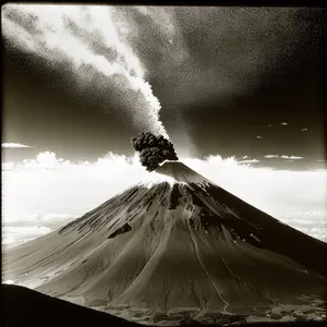 Mechanical Mountain Structure in Sky - Landscape Volcano