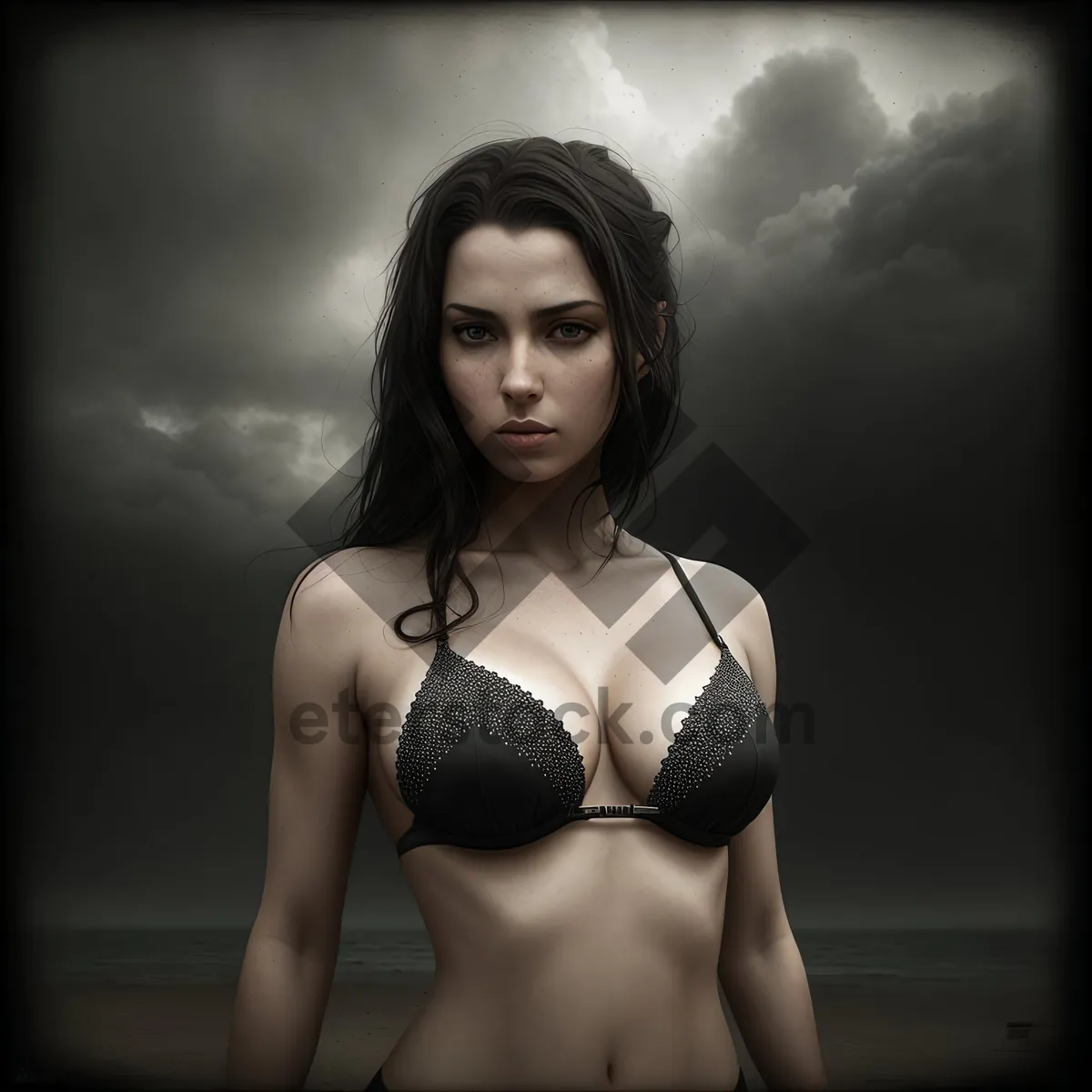 Picture of Seductive Black Lingerie: A Stunning Sensual Model