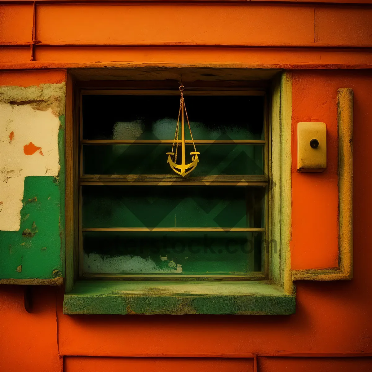 Picture of Antique wooden doorway with vintage mailbox and architectural details