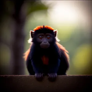 Rare Hairy Primate Face in the Jungle