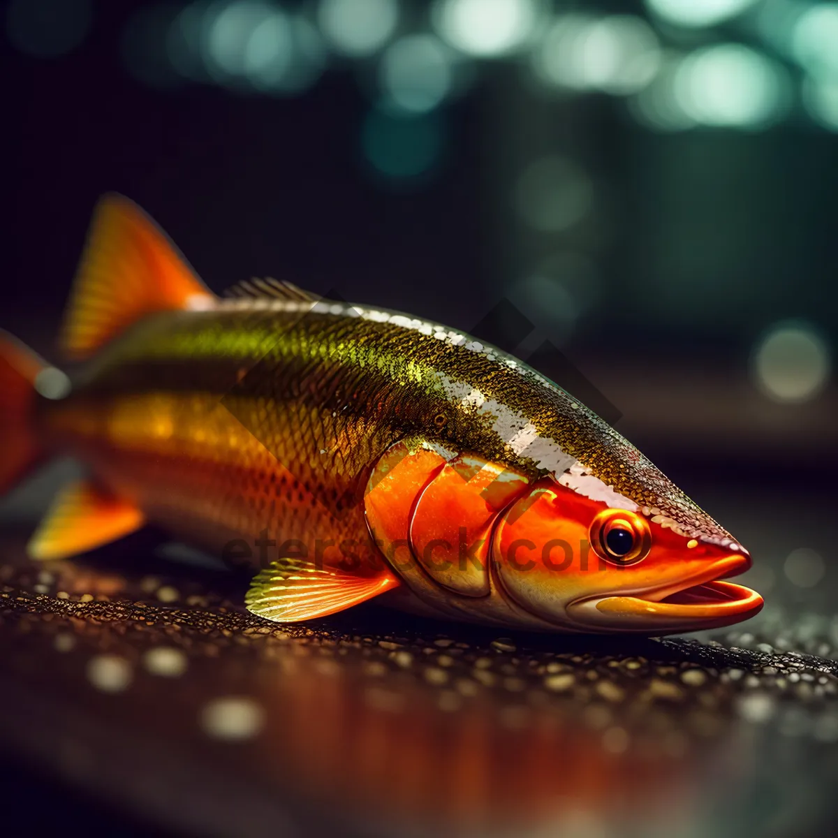 Picture of Vibrant Goldfish Swimming in Aquarium