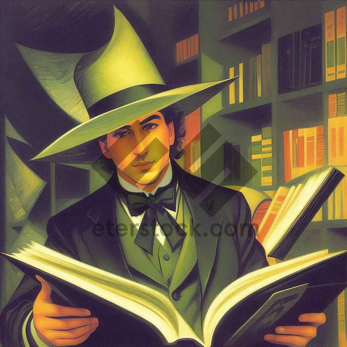 Picture of Comic Man with Hat and Book - Print Media Product