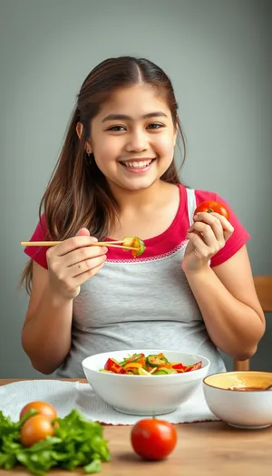 Happy Brunette Lady Smiling in Domestic Setting