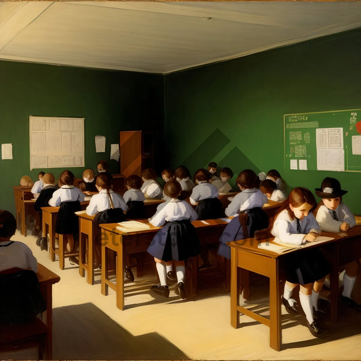 Picture of Modern Classroom with Teacher and Students