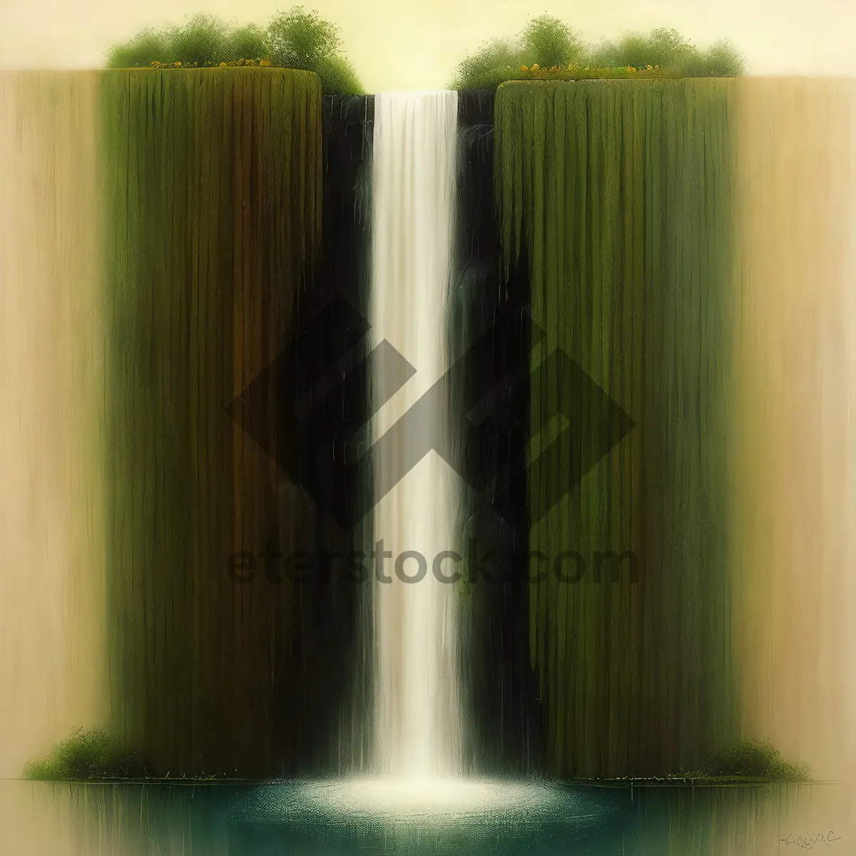 Picture of Serene Waterfall with Bristle Brush Cascade