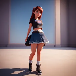 Sexy black miniskirt fashion model dancing