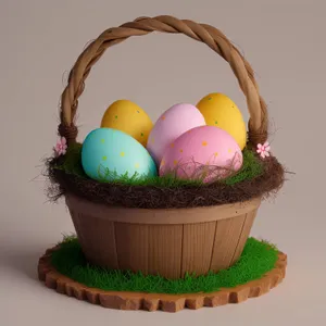 Colorful Easter Egg Basket with Delightful Treats